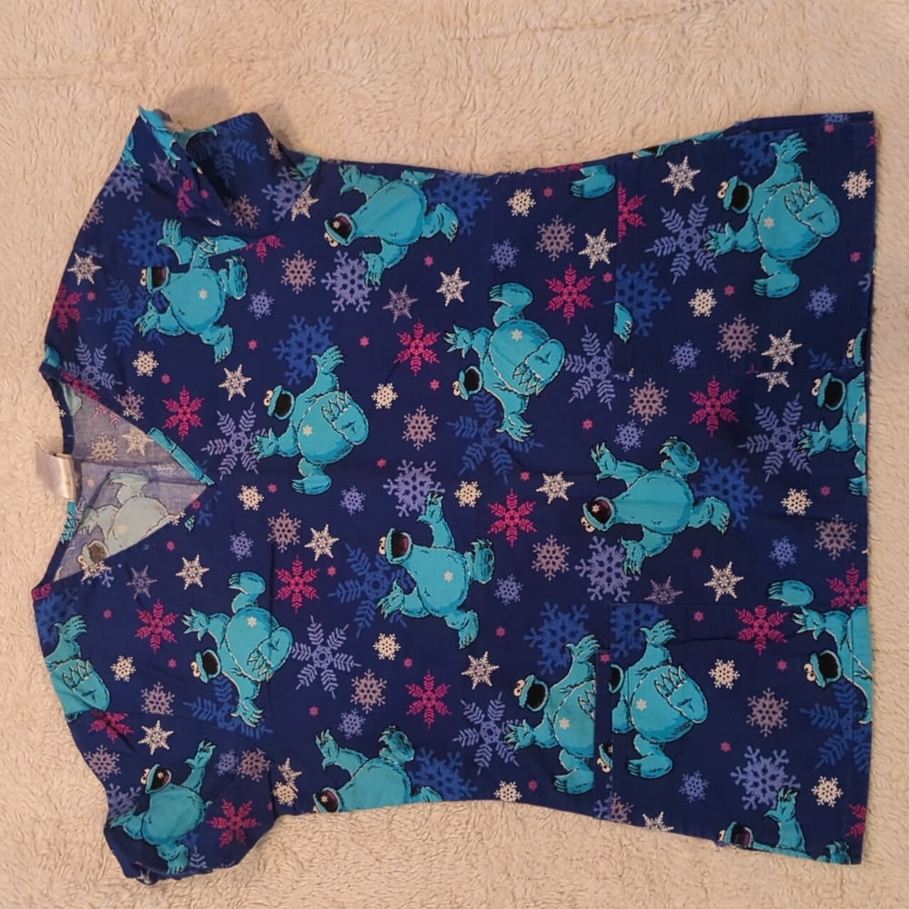 Cookie monster scrub top